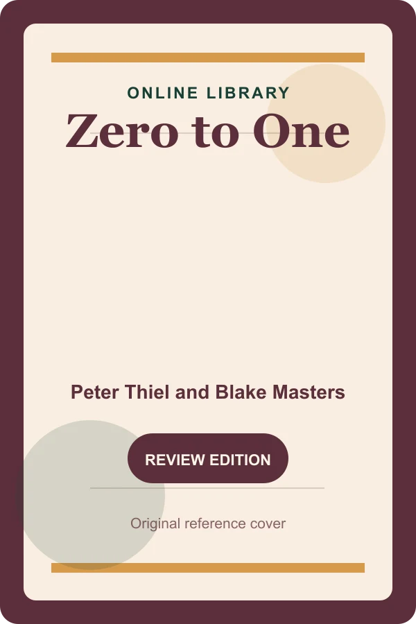 Original Online Library reference cover for Zero to One